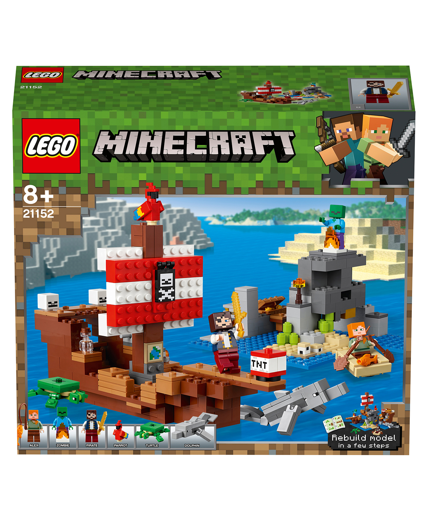 LEGO Minecraft The Pirate Ship Adventure Toy Multicolor 21152 - 386 ...