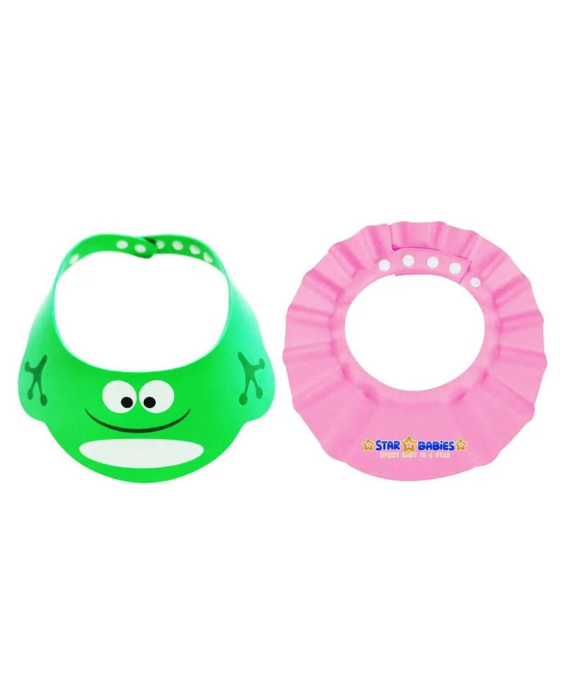 Star Babies Adjustable Kids Shower Cap 3M , Silicone Green & Pink