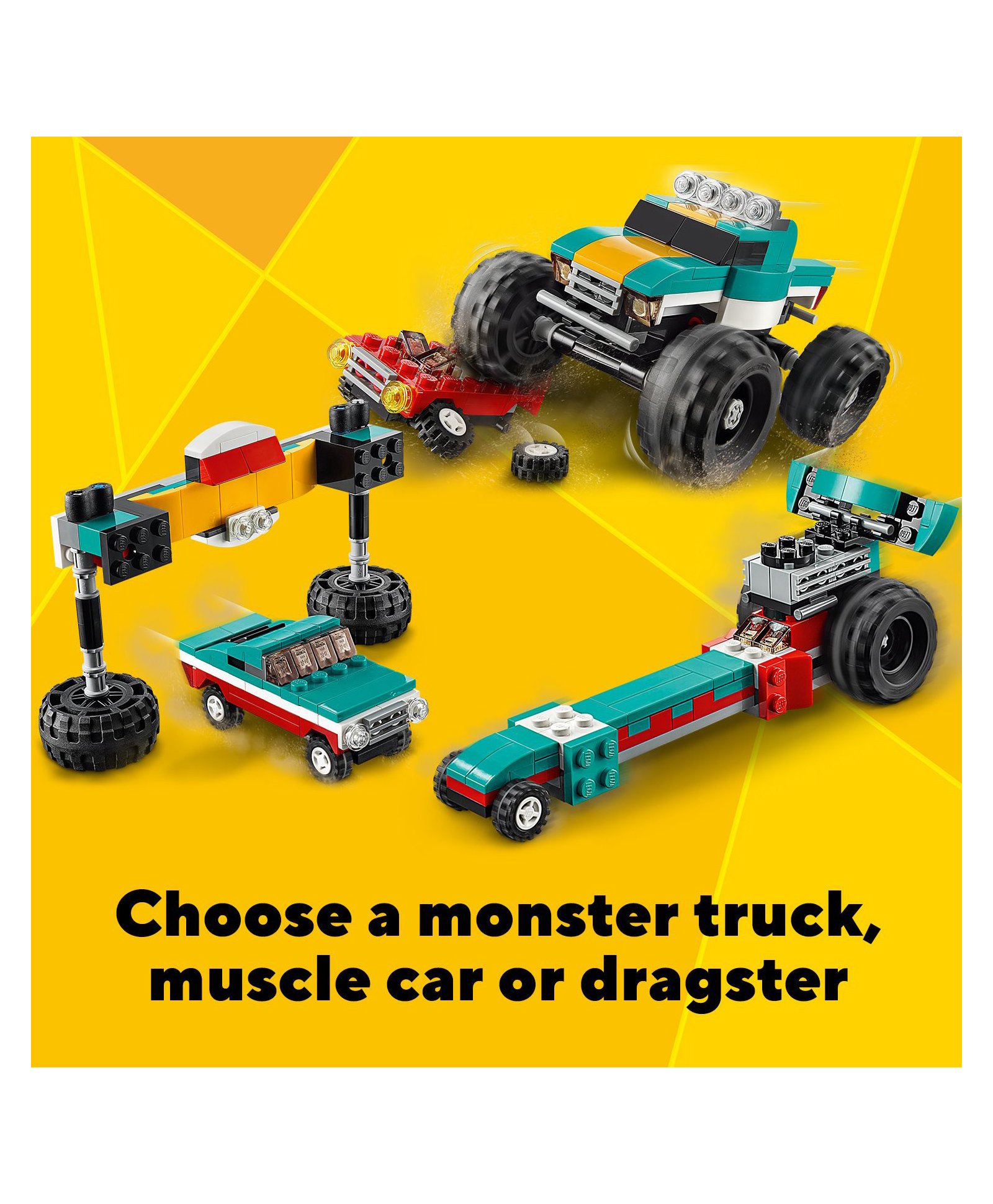 LEGO Creator 3 In 1 Monster Truck Toy 31101 - 163 Pieces ...